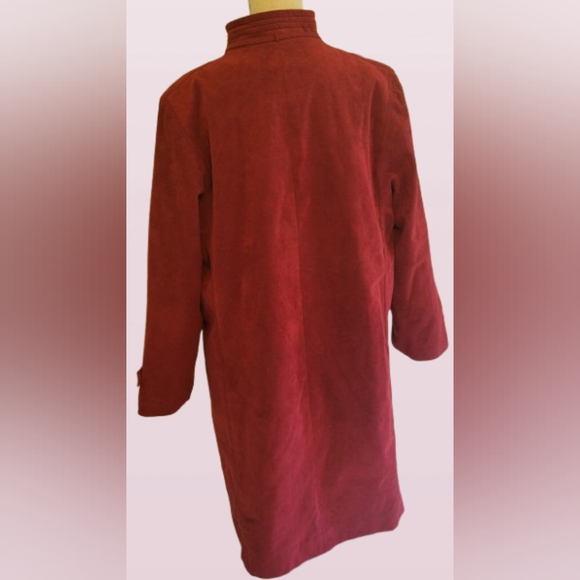 Faux Suede 1970s Vintage Long Red Coat Miss Style Of Course Size Medium - Picture 3 of 5